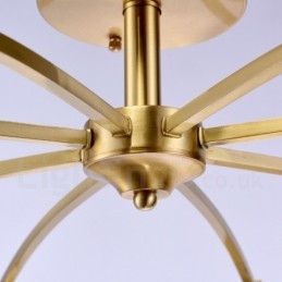 8-punktowa lampa wisząca retro rustykalna luksusowa mosiężna z kloszem szklanym