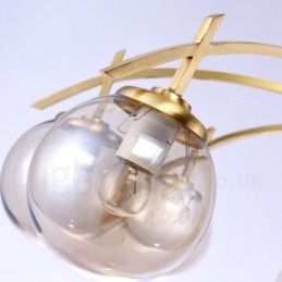 8-punktowa lampa wisząca retro rustykalna luksusowa mosiężna z kloszem szklanym