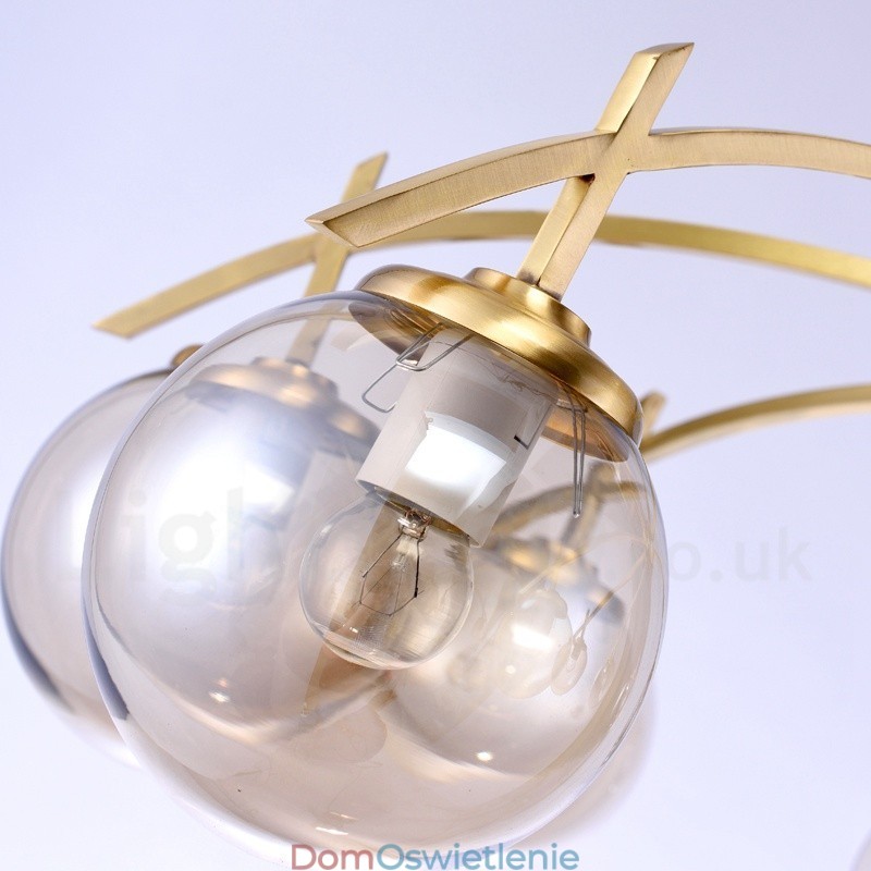 8-punktowa lampa wisząca retro rustykalna luksusowa mosiężna z kloszem szklanym