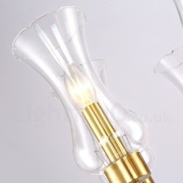 8-punktowa lampa wisząca retro rustykalna luksusowa mosiężna z kloszem szklanym
