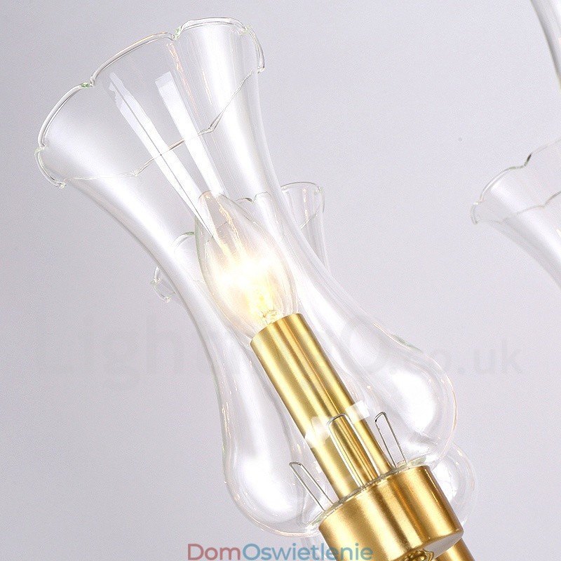 8-punktowa lampa wisząca retro rustykalna luksusowa mosiężna z kloszem szklanym