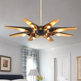 8-punktowy żyrandol wiszący w stylu retro rustykalnym ze stopu aluminium z kloszem ze stopu aluminium