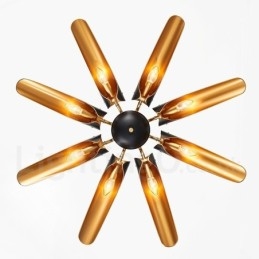 8-punktowy żyrandol wiszący w stylu retro rustykalnym ze stopu aluminium z kloszem ze stopu aluminium