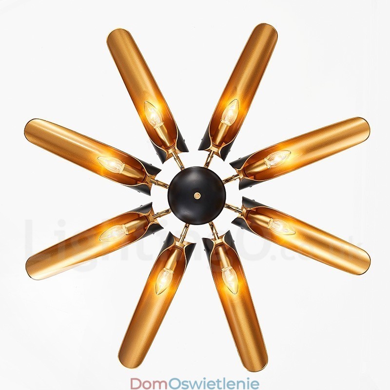 8-punktowy żyrandol wiszący w stylu retro rustykalnym ze stopu aluminium z kloszem ze stopu aluminium