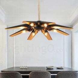 8-punktowy żyrandol wiszący w stylu retro rustykalnym ze stopu aluminium z kloszem ze stopu aluminium