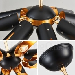 8-punktowy żyrandol wiszący w stylu retro rustykalnym ze stopu aluminium z kloszem ze stopu aluminium