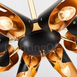 8-punktowy żyrandol wiszący w stylu retro rustykalnym ze stopu aluminium z kloszem ze stopu aluminium