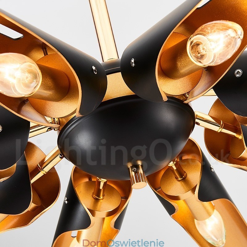 8-punktowy żyrandol wiszący w stylu retro rustykalnym ze stopu aluminium z kloszem ze stopu aluminium