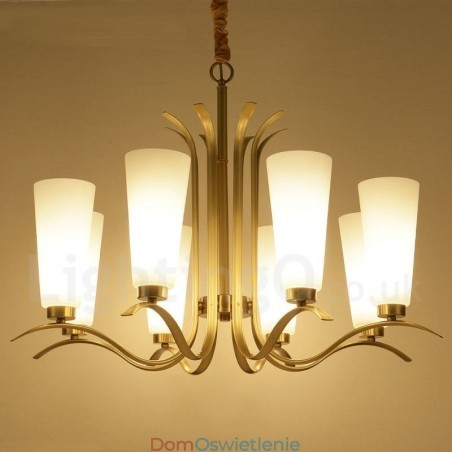 8-punktowa lampa wisząca retro rustykalna luksusowa mosiężna z kloszem szklanym 8-punktowa lampa wisząca retro rustykalna luksusowa mosiężna z kloszem szklanym