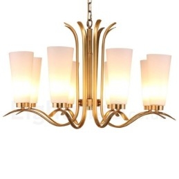 8-punktowa lampa wisząca retro rustykalna luksusowa mosiężna z kloszem szklanym