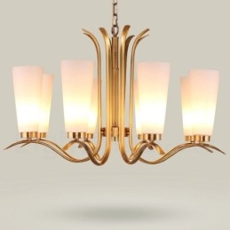 8-punktowa lampa wisząca retro rustykalna luksusowa mosiężna z kloszem szklanym