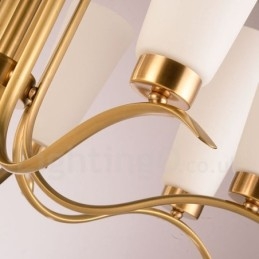 8-punktowa lampa wisząca retro rustykalna luksusowa mosiężna z kloszem szklanym