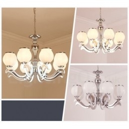 8-punktowy nowoczesny, współczesny luksusowy żyrandol wiszący z kloszem szklanym