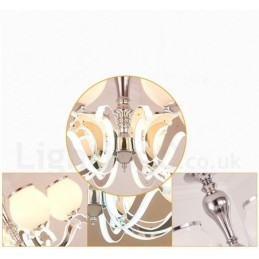 8-punktowy nowoczesny, współczesny luksusowy żyrandol wiszący z kloszem szklanym