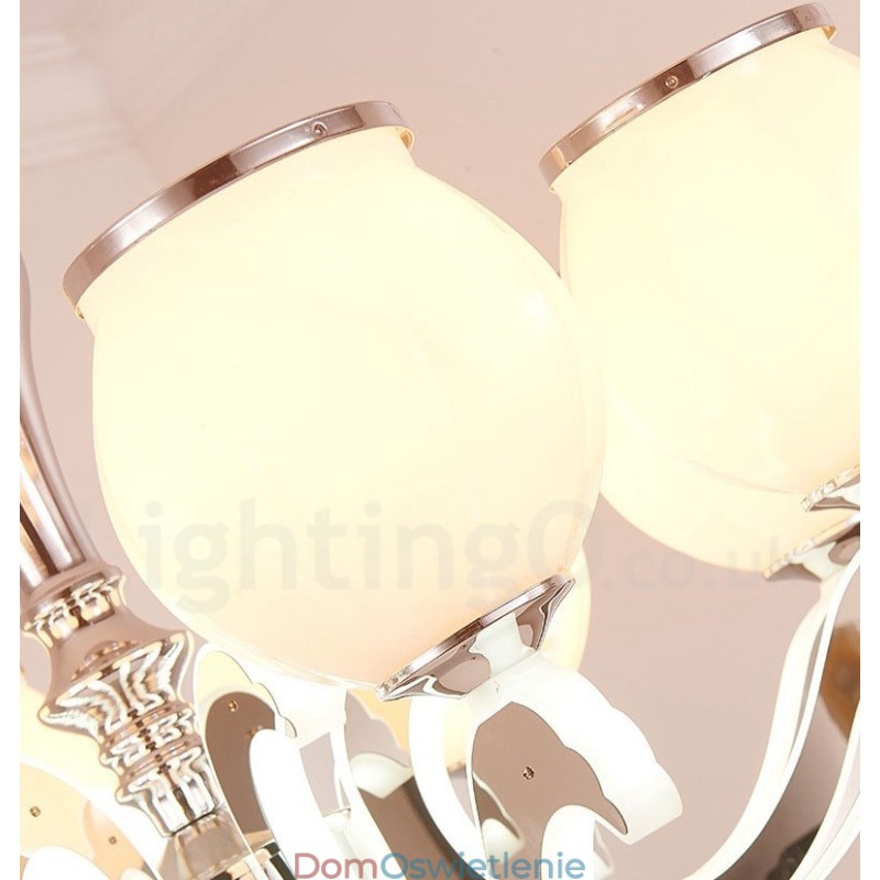 8-punktowy nowoczesny, współczesny luksusowy żyrandol wiszący z kloszem szklanym