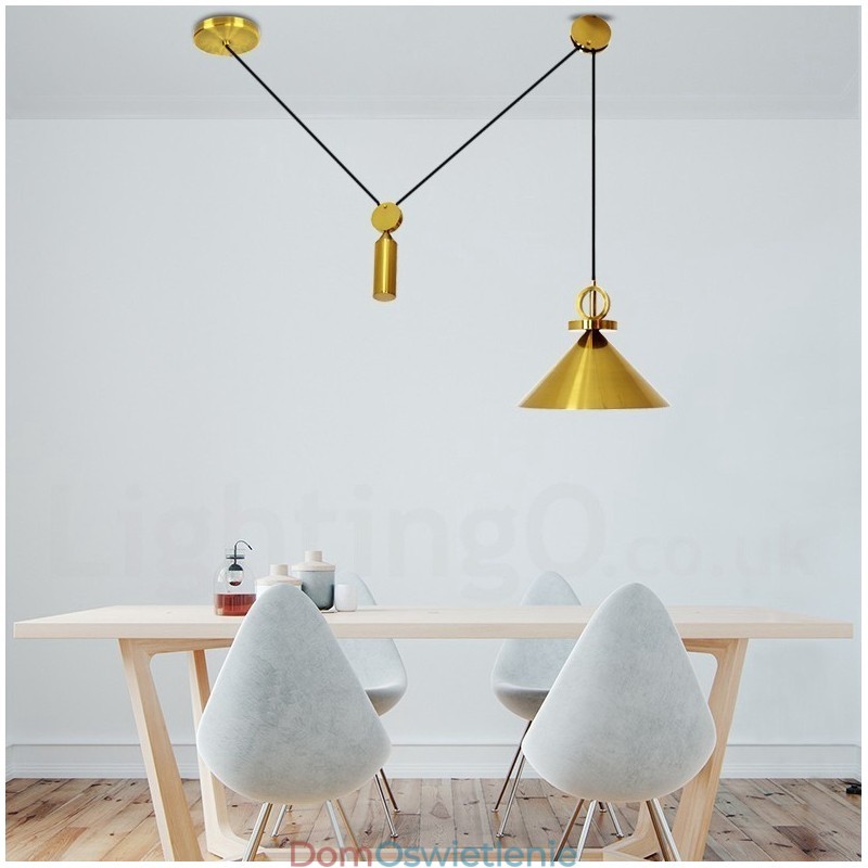 Czysta miedź, nowoczesny współczesny styl nordycki, lampa wisząca Rise and Fall, mosiężna lampa sufitowa