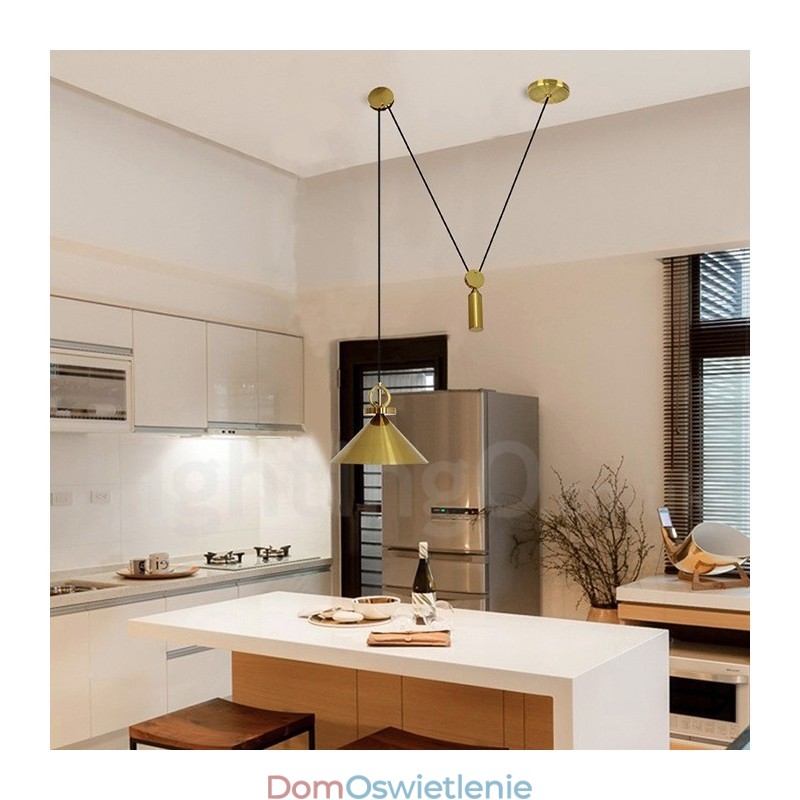 Czysta miedź, nowoczesny współczesny styl nordycki, lampa wisząca Rise and Fall, mosiężna lampa sufitowa