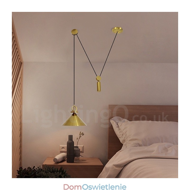 Czysta miedź, nowoczesny współczesny styl nordycki, lampa wisząca Rise and Fall, mosiężna lampa sufitowa