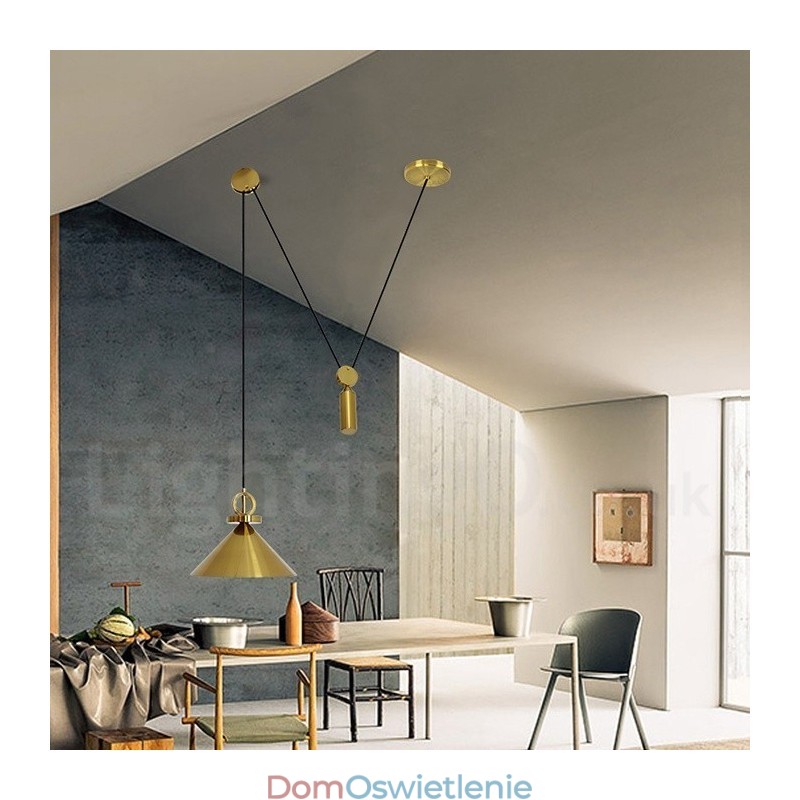 Czysta miedź, nowoczesny współczesny styl nordycki, lampa wisząca Rise and Fall, mosiężna lampa sufitowa