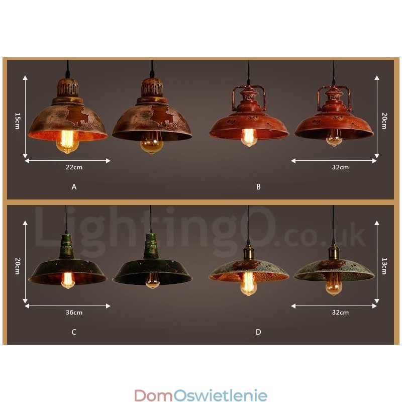 1 Światło Rustykalne Lodge Retro Vintage Wisząca Lampa Loft