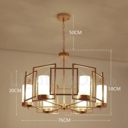 Nowoczesna, współczesna lampa wisząca z mosiądzu, 6 świateł, klosz szklany
