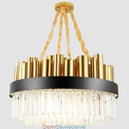 Nowoczesna, współczesna lampa wisząca ze stali na 16 świateł z kryształowym kloszem