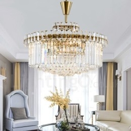 Nowoczesna, współczesna lampa wisząca ze stali 9-punktowej z kryształowym kloszem