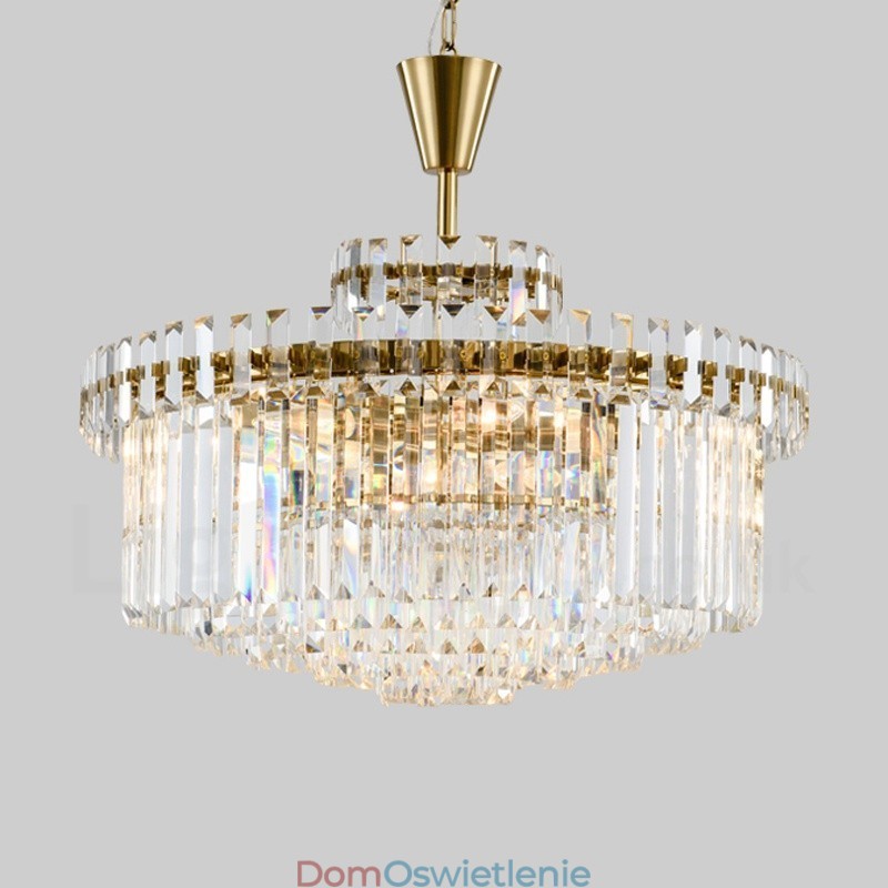 Nowoczesna, współczesna lampa wisząca ze stali 9-punktowej z kryształowym kloszem