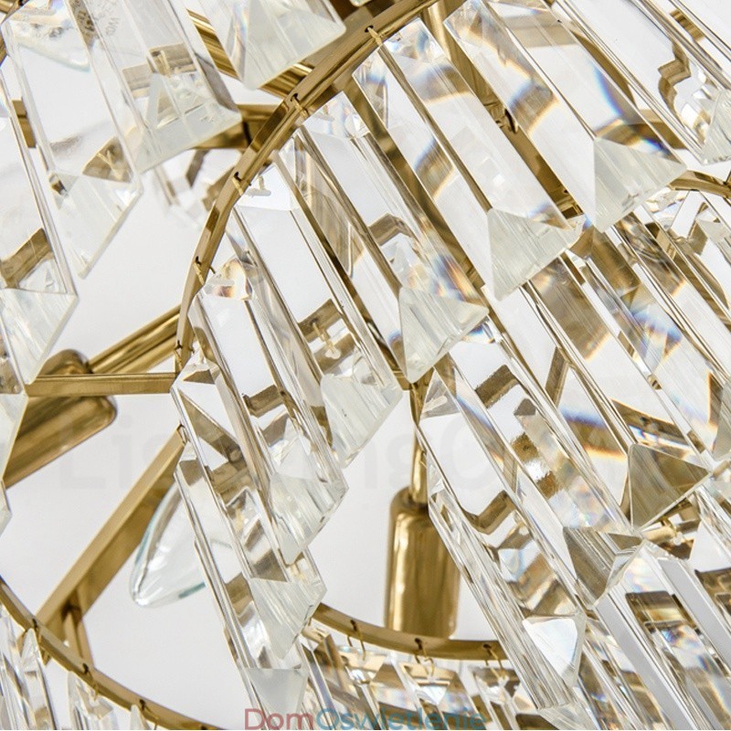 Nowoczesna, współczesna lampa wisząca ze stali 9-punktowej z kryształowym kloszem