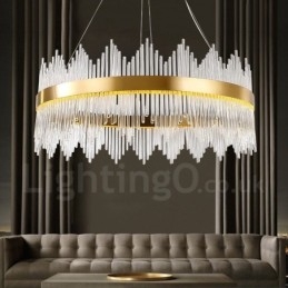 Nowoczesna, współczesna lampa wisząca ze stali z kloszem szklanym