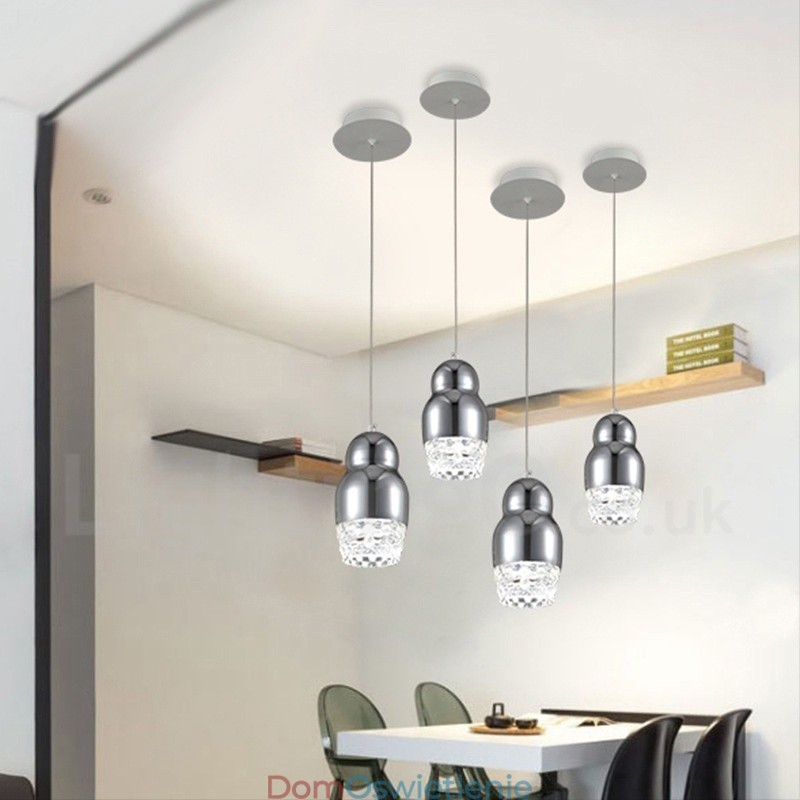 Nowoczesna, współczesna lampa wisząca ze stopu aluminium z 1 lampą i kloszem akrylowym
