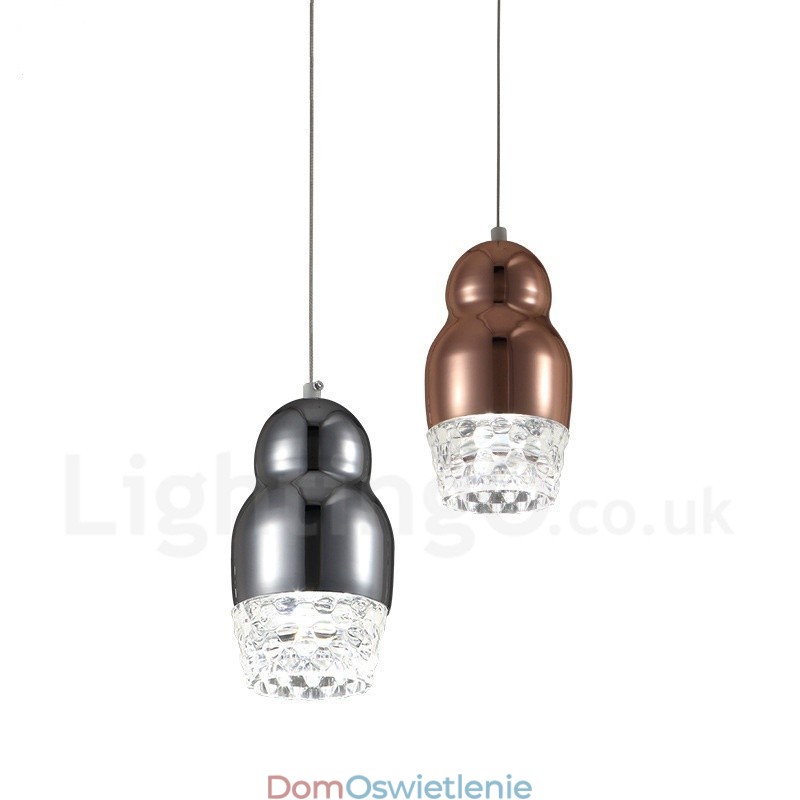 Nowoczesna, współczesna lampa wisząca ze stopu aluminium z 1 lampą i kloszem akrylowym