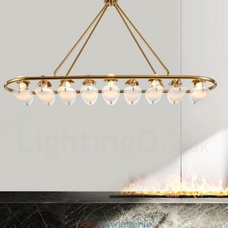 Nowoczesna, współczesna lampa wisząca z mosiądzu, 9 świateł, z kloszem szklanym Nowoczesna, współczesna lampa wisząca z mosiądzu, 9 świateł, z kloszem szklanym