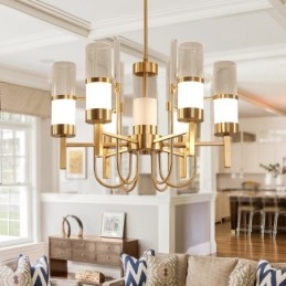 Rustykalny Lodge Nowoczesny Współczesny 6-punktowy żyrandol ze stali z kloszem szklanym