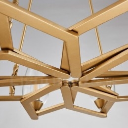 Nowoczesna, współczesna lampa wisząca ze stali z 8 światłami i szklanym kloszem