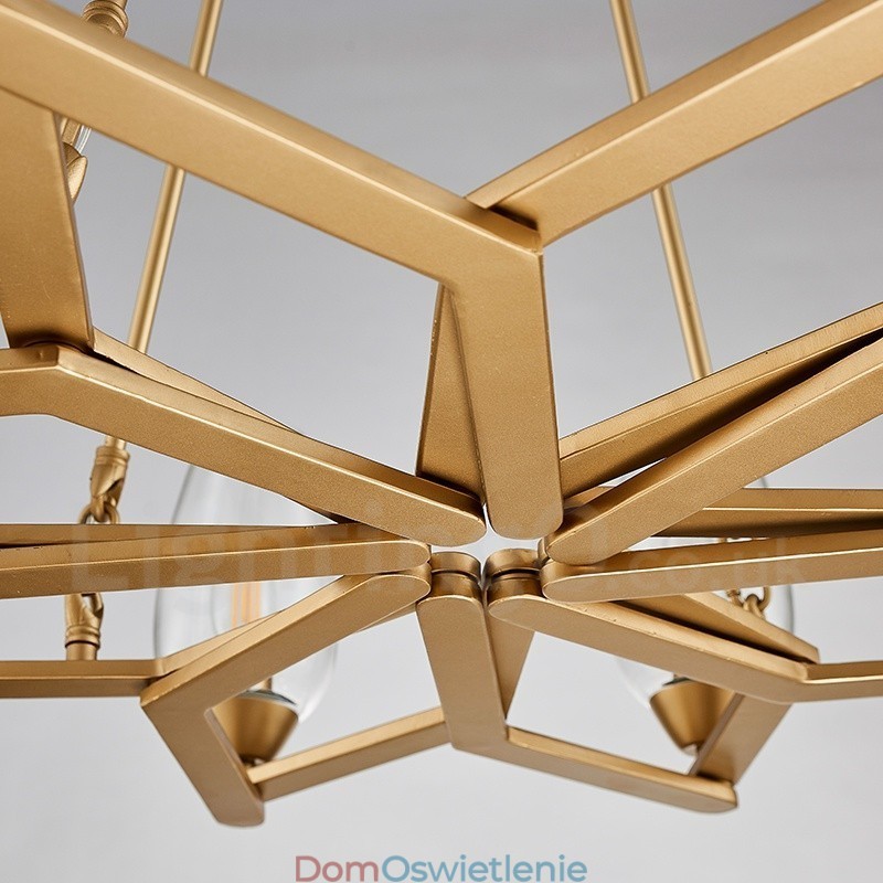 Nowoczesna, współczesna lampa wisząca ze stali z 8 światłami i szklanym kloszem