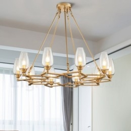 Nowoczesna, współczesna lampa wisząca ze stali 10 świateł z kloszem szklanym