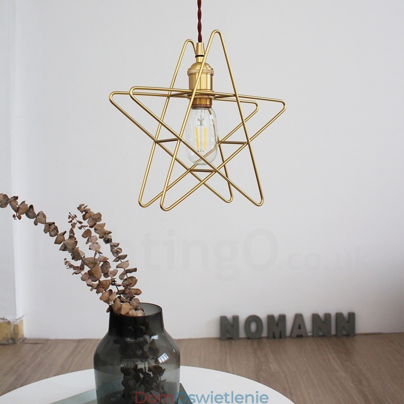 Nowoczesna współczesna lampa wisząca z mosiądzu z 1 światłem i kloszem