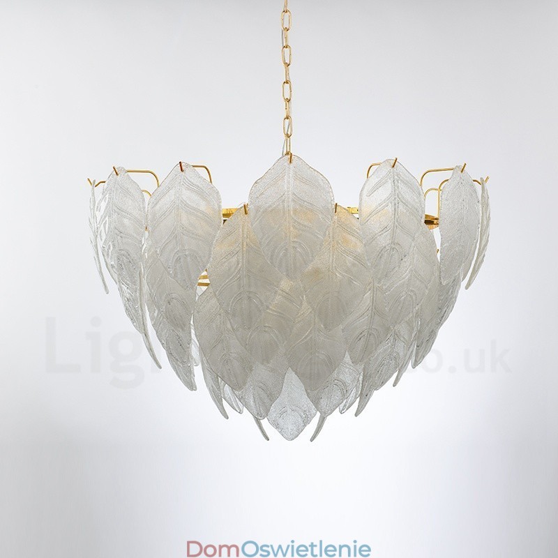 Nowoczesna, współczesna lampa wisząca ze stali z 4 światłami i szklanym kloszem