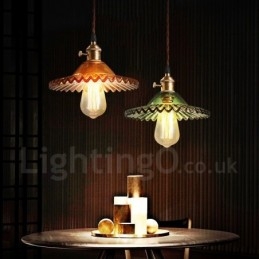 Rustic Lodge Retro 1 lampa wisząca ze stali z kloszem szklanym