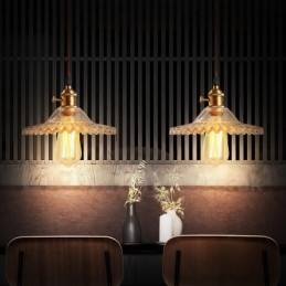 Rustic Lodge Retro 1 lampa wisząca ze stali z kloszem szklanym