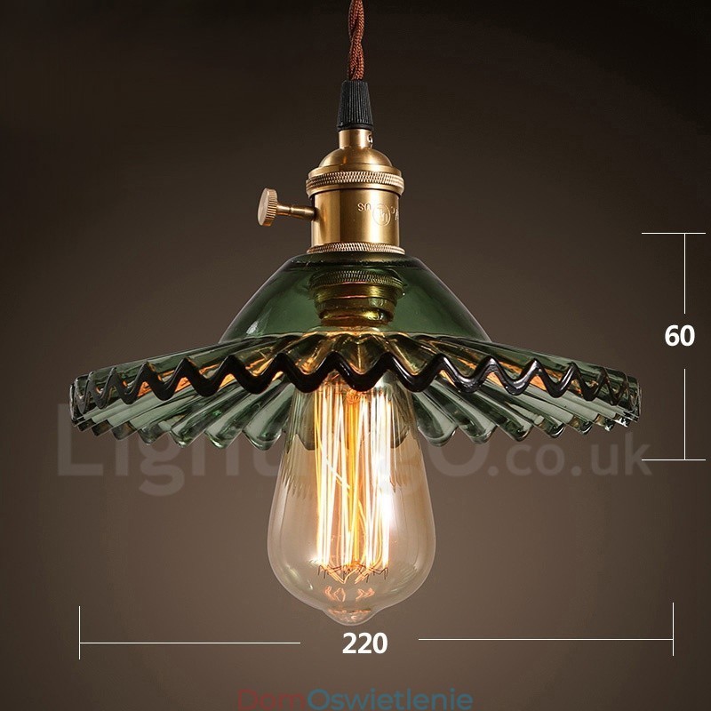 Rustic Lodge Retro 1 lampa wisząca ze stali z kloszem szklanym
