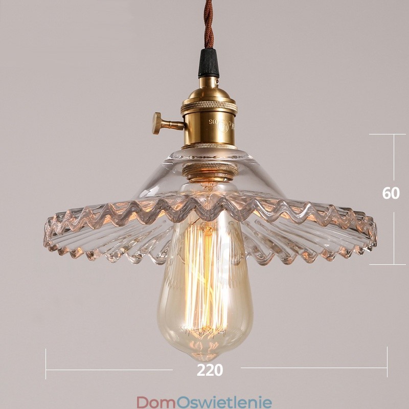 Rustic Lodge Retro 1 lampa wisząca ze stali z kloszem szklanym