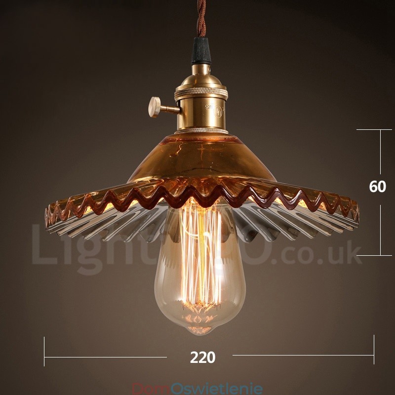 Rustic Lodge Retro 1 lampa wisząca ze stali z kloszem szklanym