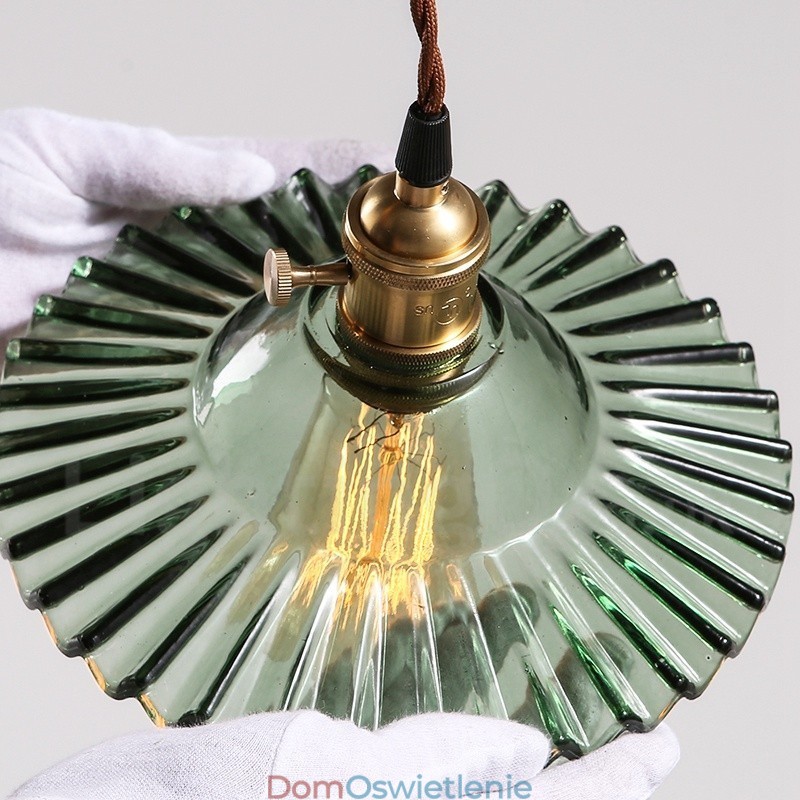 Rustic Lodge Retro 1 lampa wisząca ze stali z kloszem szklanym