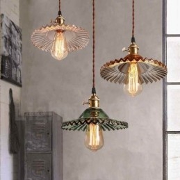 Rustic Lodge Retro 1 lampa wisząca ze stali z kloszem szklanym