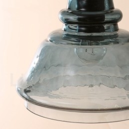 Nowoczesna, współczesna lampa wisząca ze stali 1-punktowej z kloszem szklanym