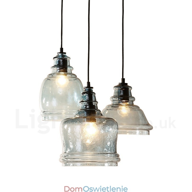Nowoczesna, współczesna lampa wisząca ze stali 1-punktowej z kloszem szklanym