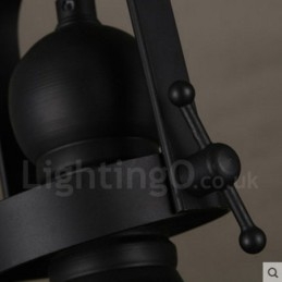 Retro 1 Light Stalowa lampa wisząca z kloszem szklanym