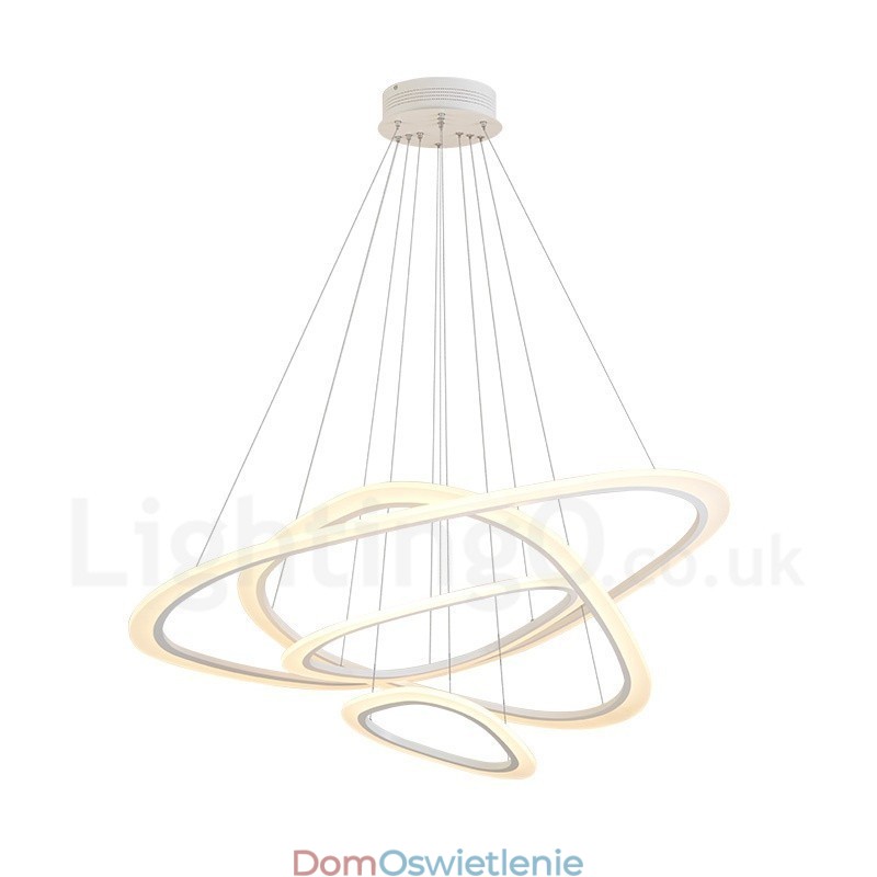 Ściemnialna za pomocą pilota Nowoczesna, współczesna lampa wisząca ze stopu aluminium, 4 światła, z kloszem akrylowym